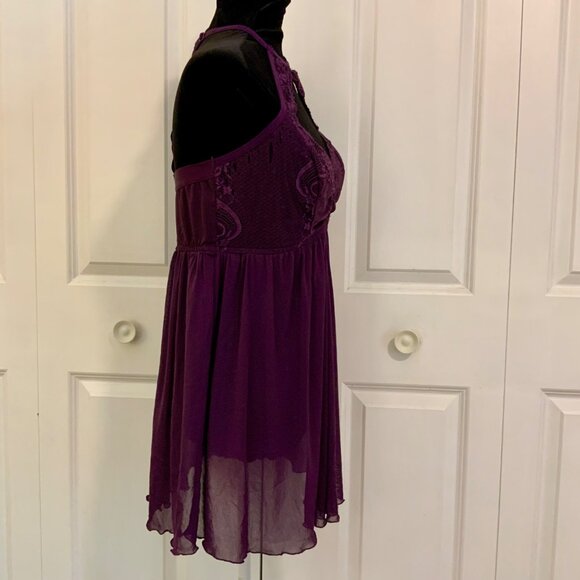 Torrid Purple High Neck Mesh Lace Babydoll Nightgown Torrid 1 US size 1X - Picture 8 of 10